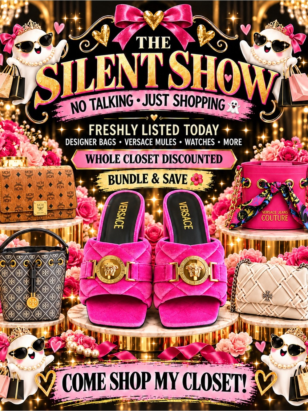 👻🌺 SILENT SHOW TODAY AT 4:15 PM ET | NO TALKING • CLOSET CANDY • UP TO 20% OFF 👜